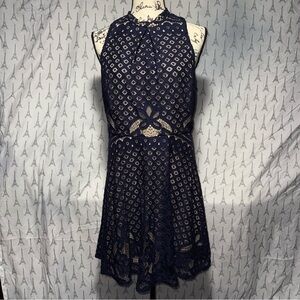 Love, Fire Navy Lace Mini Dress
